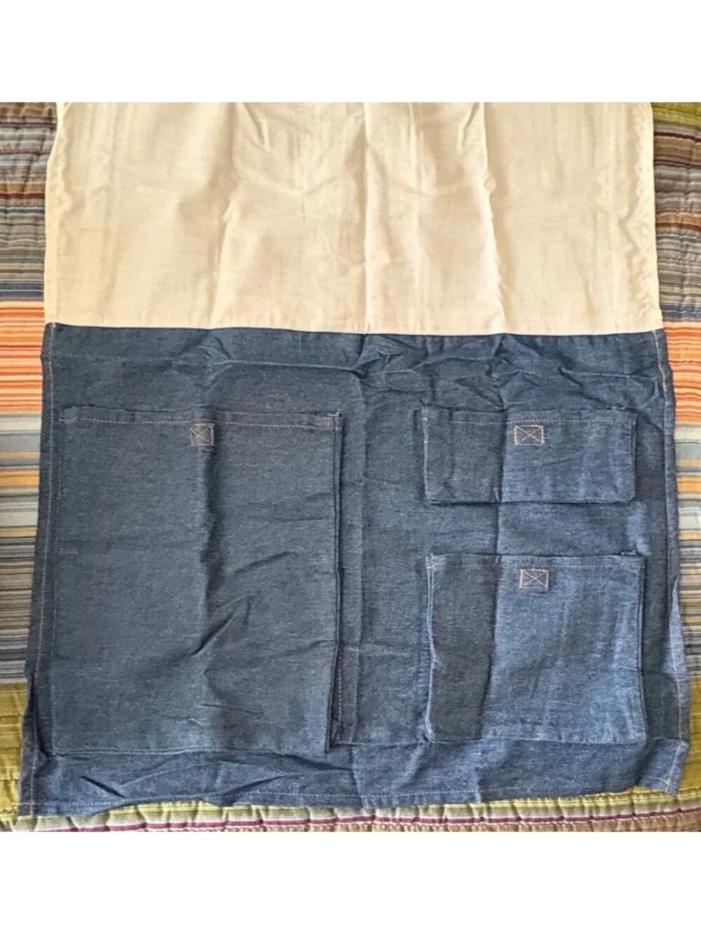 Divatex Bed Pockets Blue Denim Multi-Pocket Storage Organizer